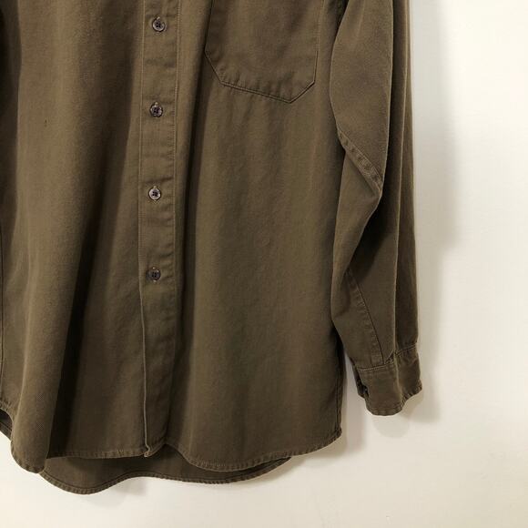 VTG Y2K IZOD Jeans 100% Cotton Button Up Shirt Olive Twill S Minimalist Preppy - Picture 3 of 10